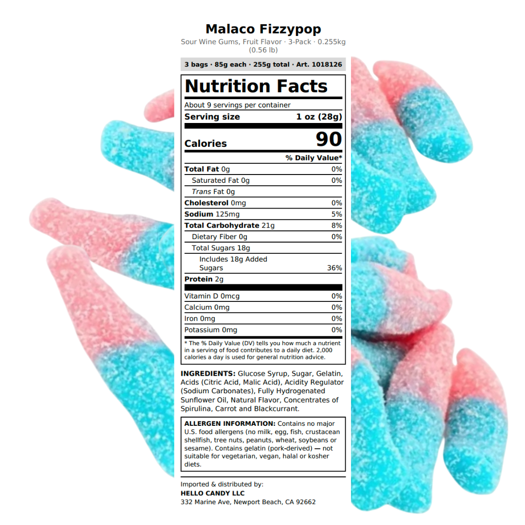 Malaco Fizzy Pop, 3pack (3x85g)
