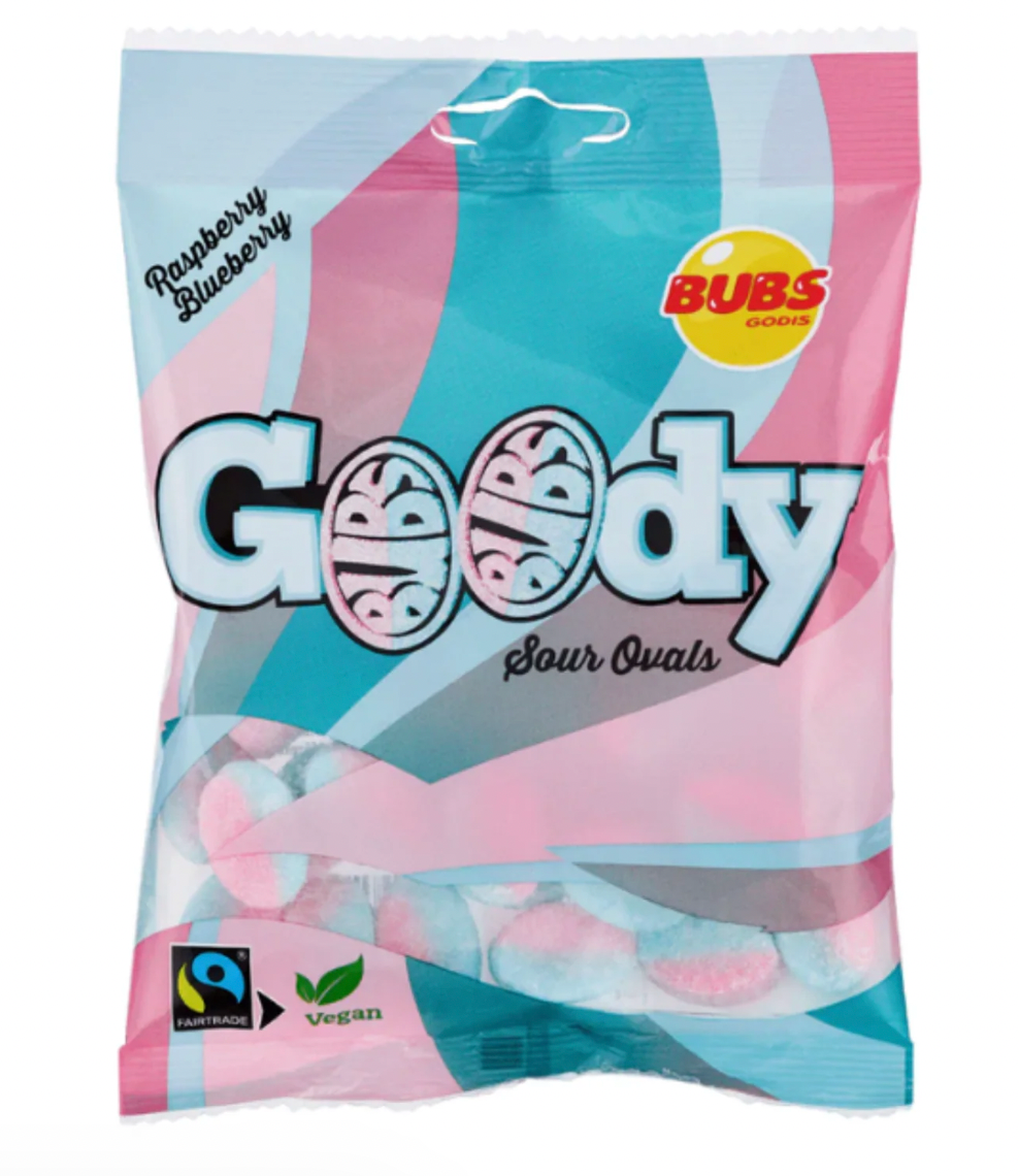 BUBS Raspberry Blue Berry Goody Sour Ovals, 90g