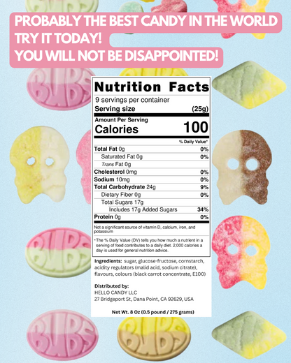 HELLO CANDY Swedish BUBS Candy MIX #1, Assorted Sweet and Sour Flavors, 0.5 lb Bag – Soft Fruit Chews, Scandinavian Sweets for Kids & Adults